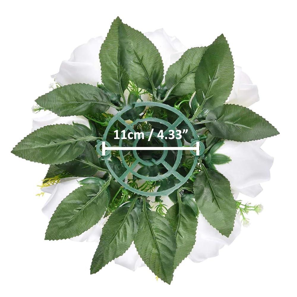 Nuptio Set of 10 White Rose Artificial Flower Kissing ball, 15 Heads Fake Peony Silk Flowers Bouquet for Centerpiece Wedding Birthday Party Home Table Decor