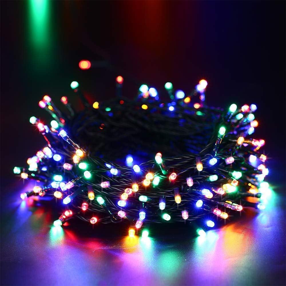 Agvmi 2-Pack Solar Christmas Lights Outdoor Waterproof, 200 LED 72FT Solar Powered String Lights with 8 Modes, Solar Fairy Lights for Xmas Tree Party Wedding Garden Decorations Multi-Colored
