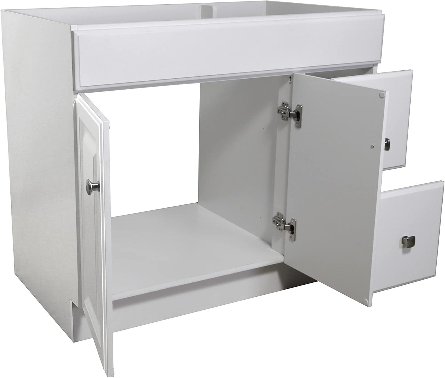 Design House 597245 Wyndham 36 Inch Unassembled 2-Door 2-Drawer Bathroom Vanity without Top, White