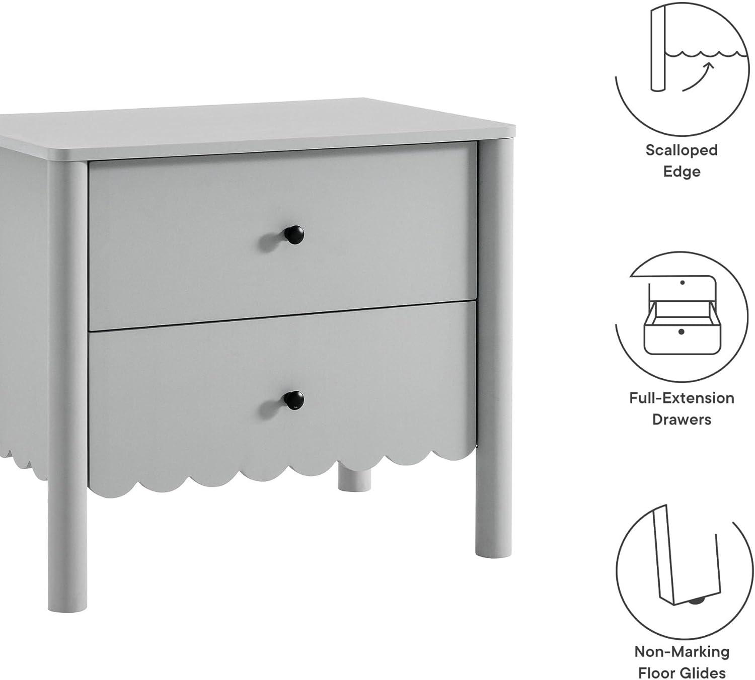 Modway Emmeline Scalloped 2-Drawer Nightstand