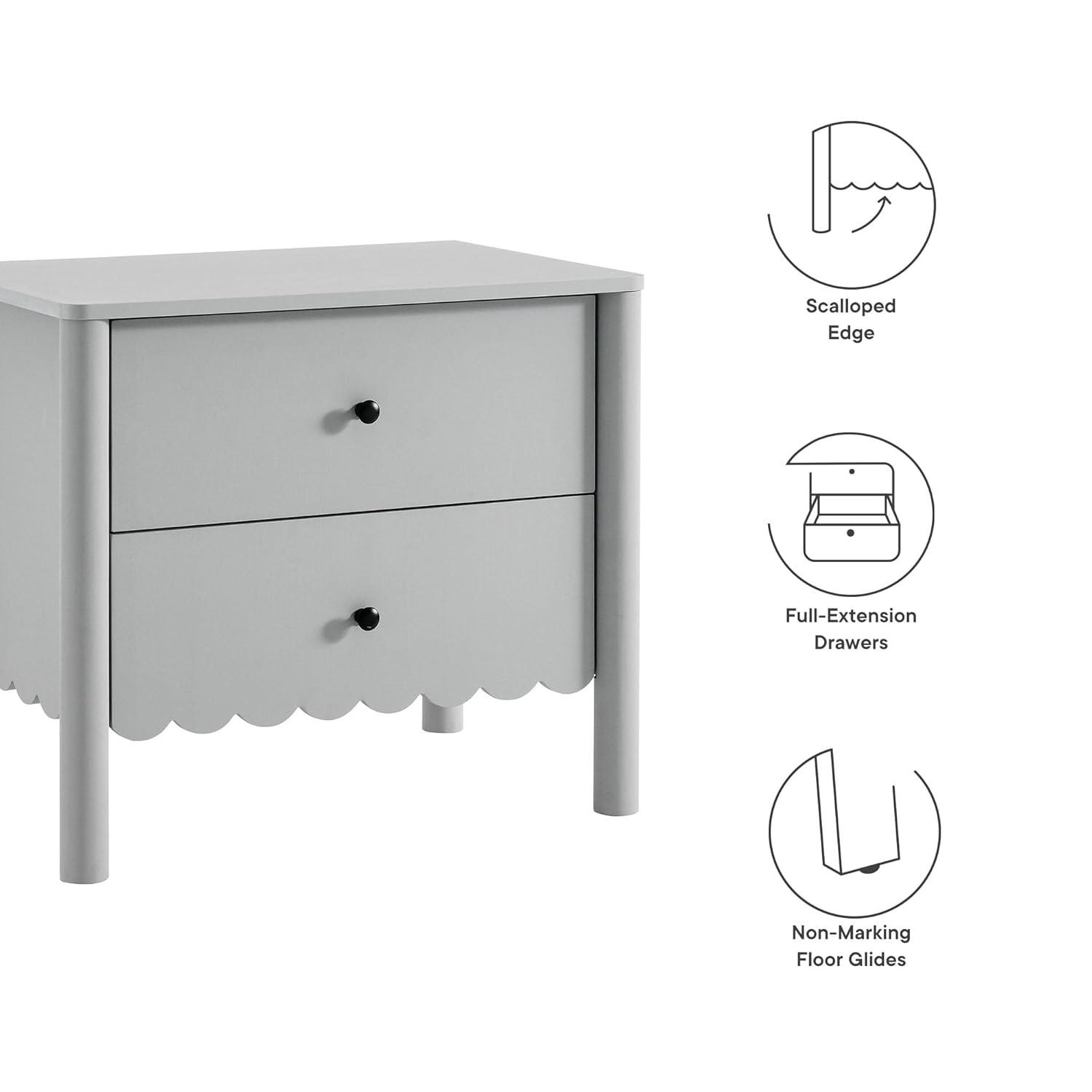 Modway Emmeline Scalloped 2-Drawer Nightstand