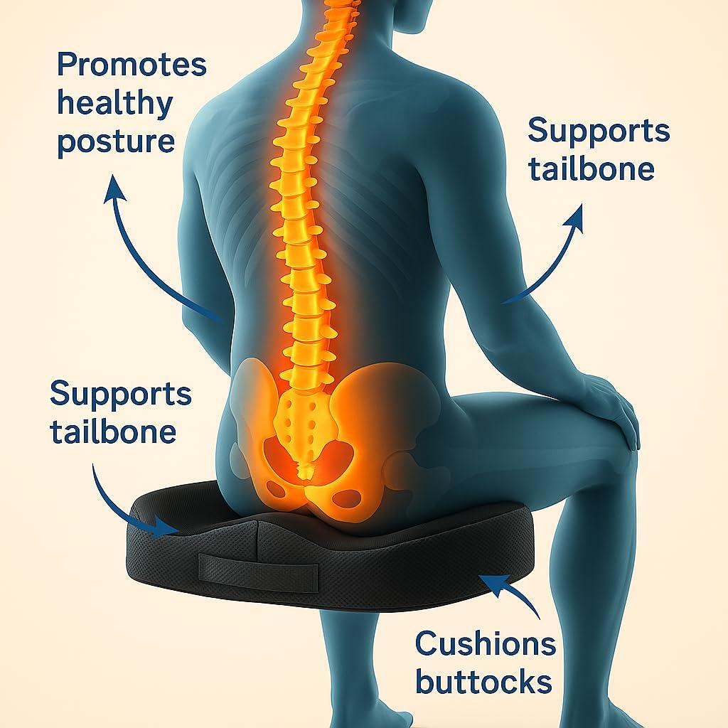 Premium Black and Beige Orthopedic Seat Cushion Pack for Pain Relief