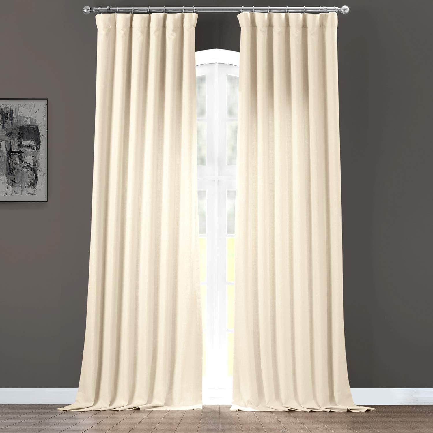 HPD Half Price Drapes Italian Faux Linen Curtains 84 Inches Long Room Darkening Curtains for Bedroom and Living Room 50 X 84, (1 Panel), Parchment Cream