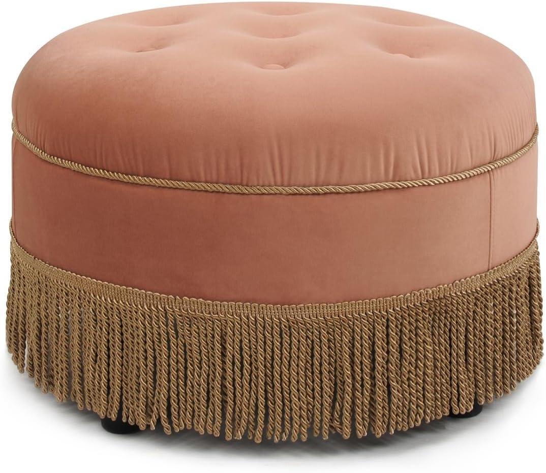 Yolanda Tufted Decorative Round Ottoman Orange