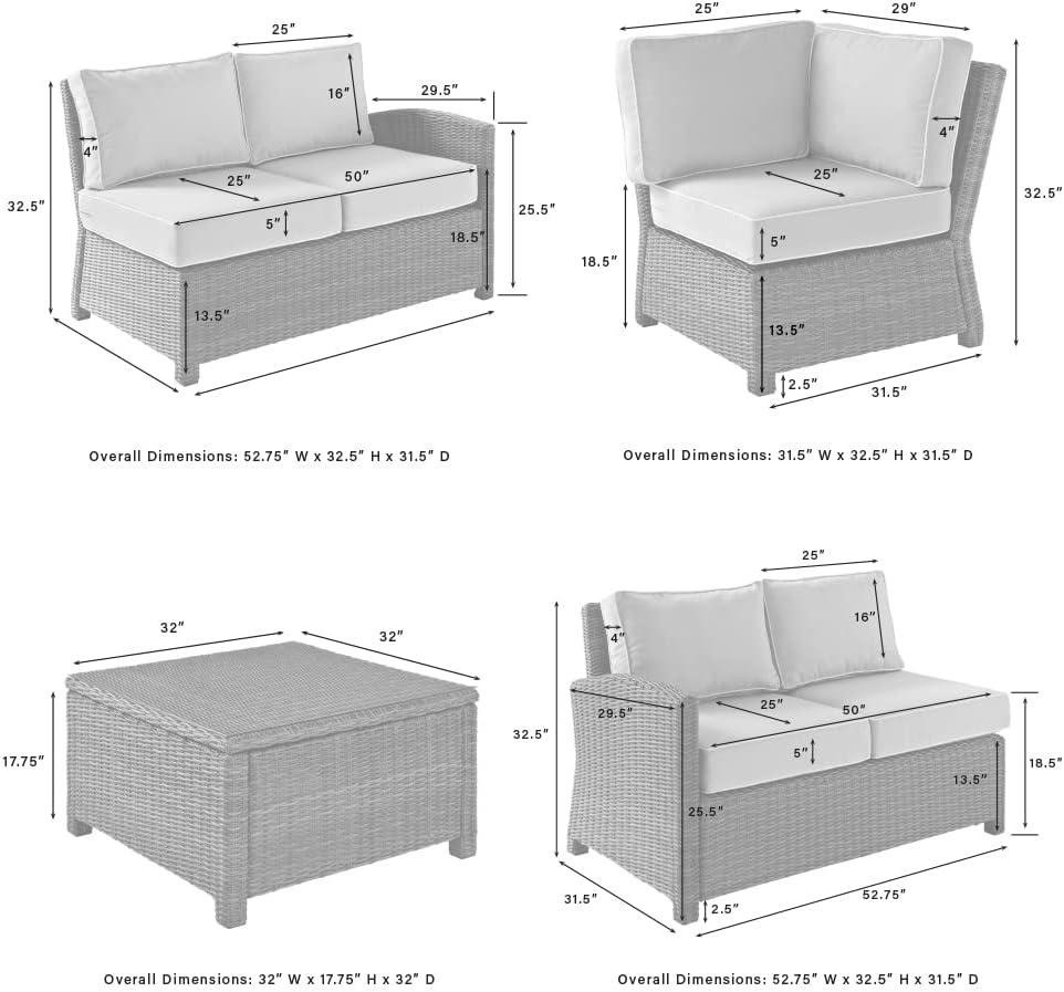 Crosley 4pc Bradenton Steel Outdoor Patio Sectional Sofa Furniture Set