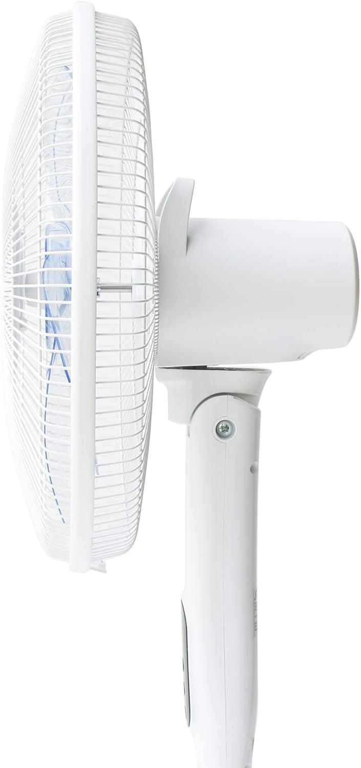 16" DC-Motor Energy Saving Stand Fan with Remote and timer-Piano White