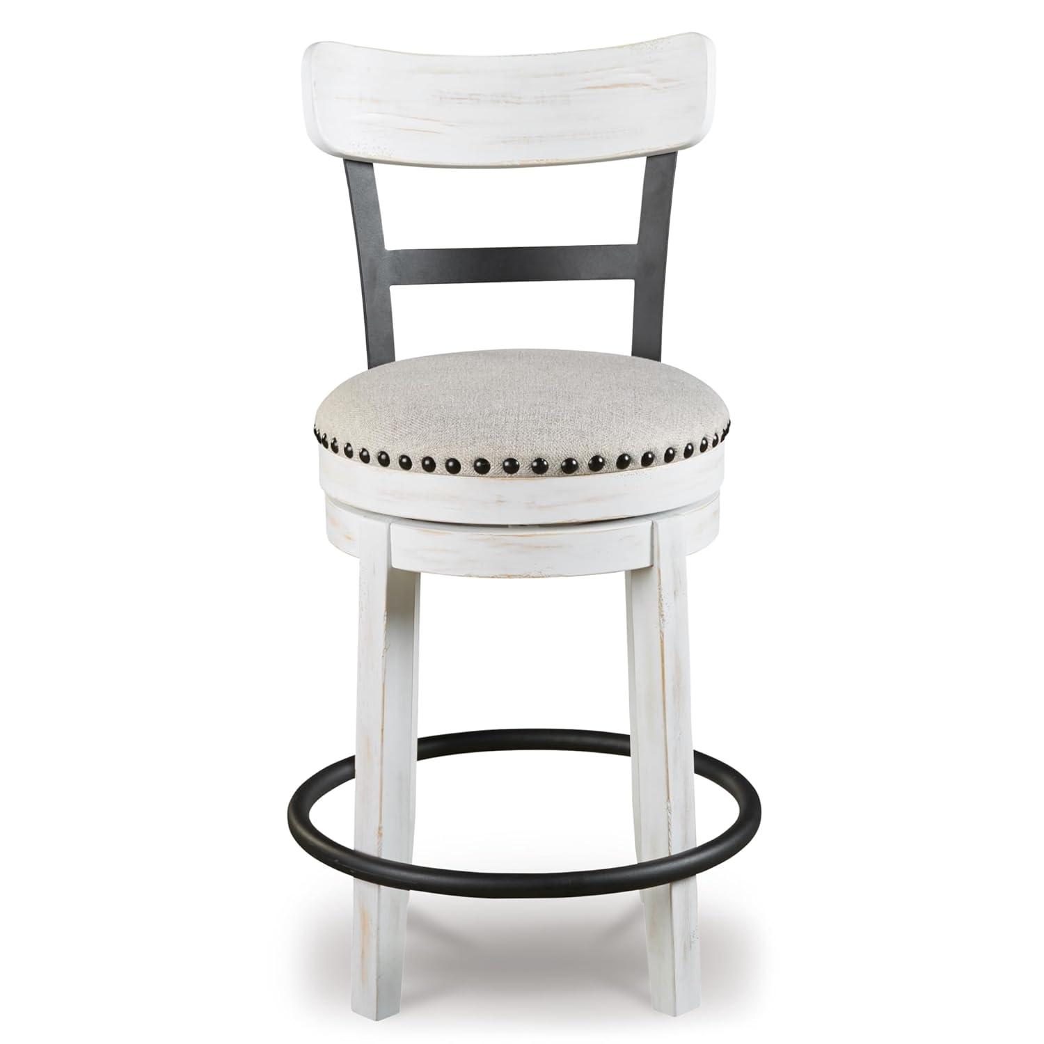 Signature Design by Ashley Valebeck Upholstered Swivel Counter Height Barstool White: Kitchen & Dining Furniture, Curved Back