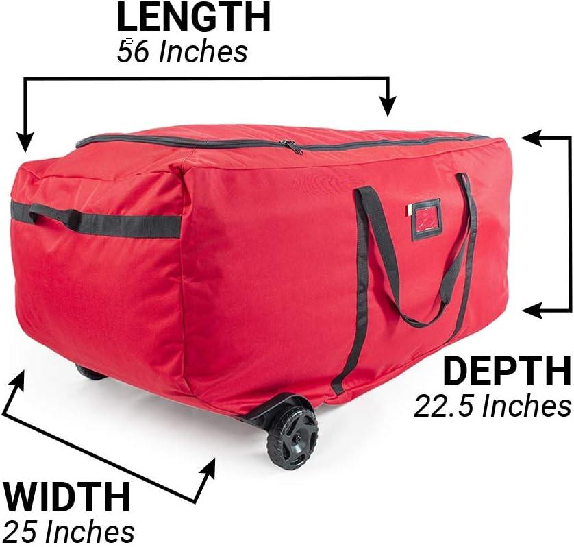 Red Wheeled Duffel Christmas Tree Storage Bag for 9 ft Trees