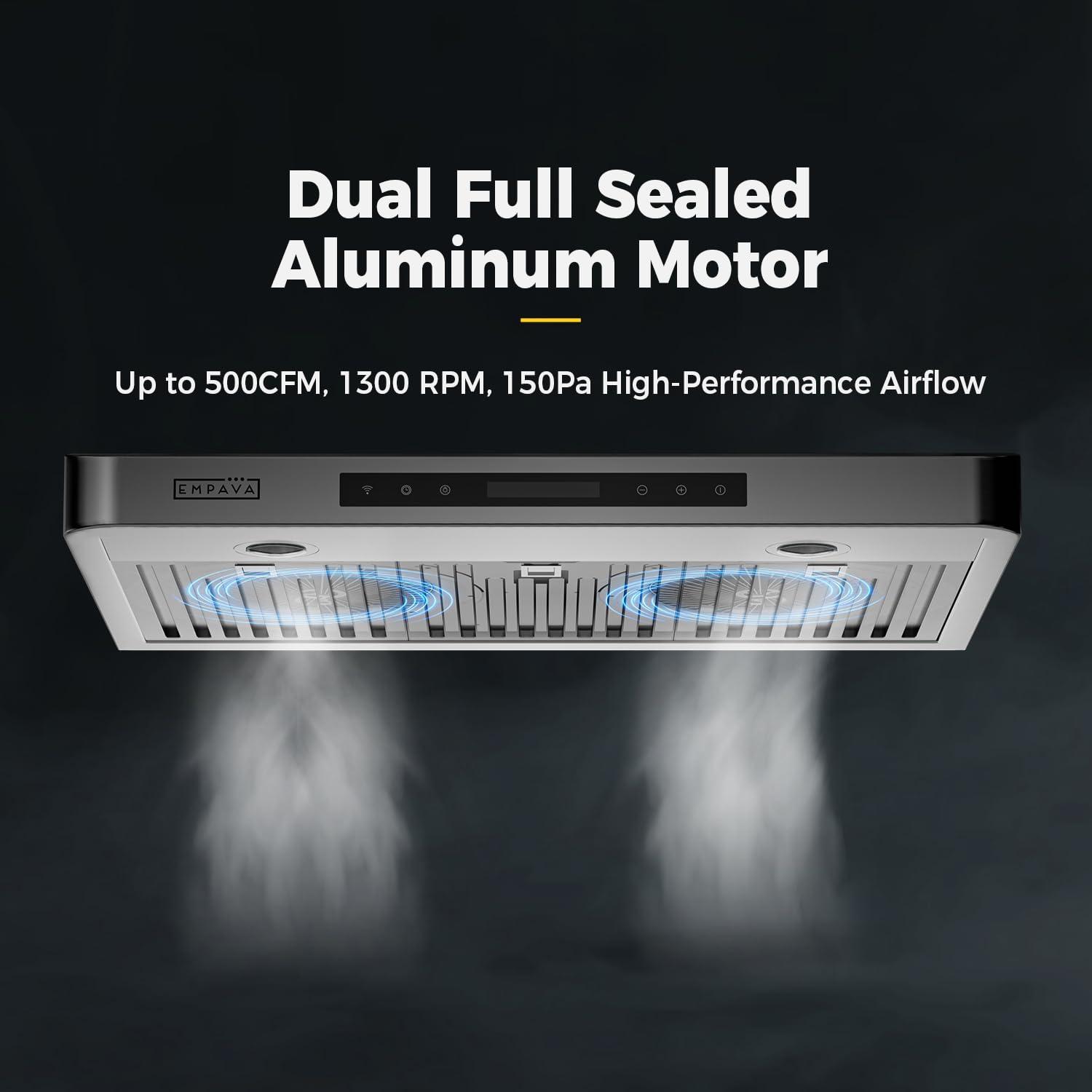 Empava 36" Metal 500 CFM Ducted (Vented) Wall Range Hood with Baffle Filter