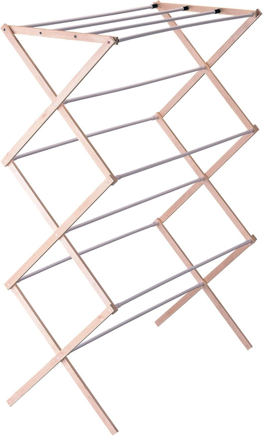 Household Essentials Wood Clothes Dryer White: Light Brown Drying Rack, 25 lb Capacity, No Assembly Required