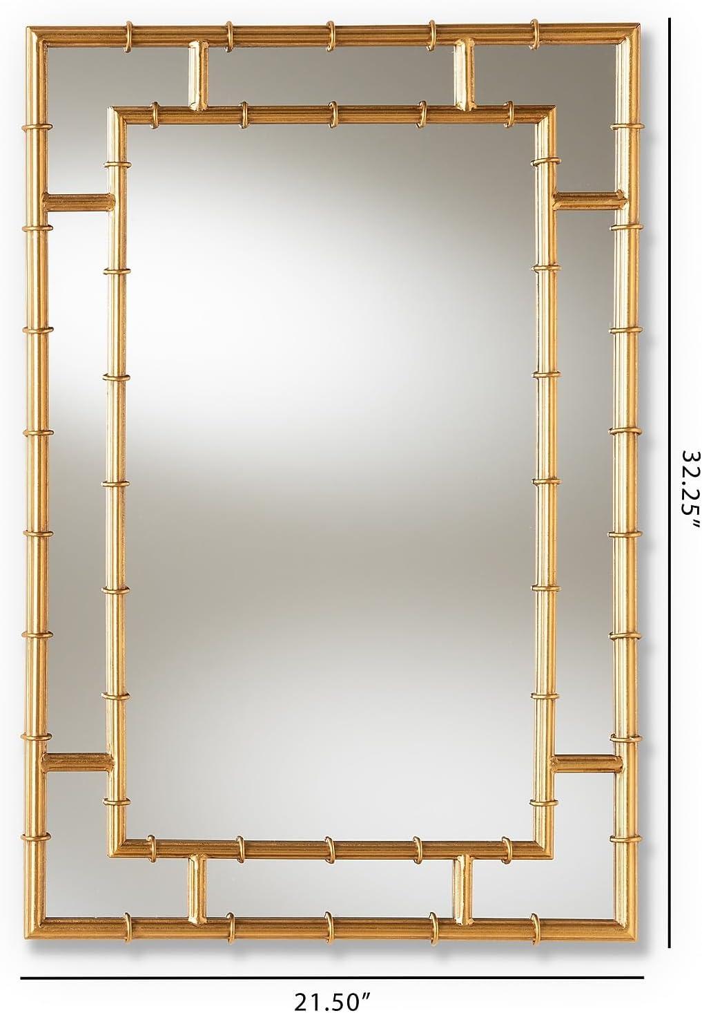 Baxton Studio Adra Modern and Contemporary Gold Finished Bamboo Accent Wall Mirror,Wholesale Interiors