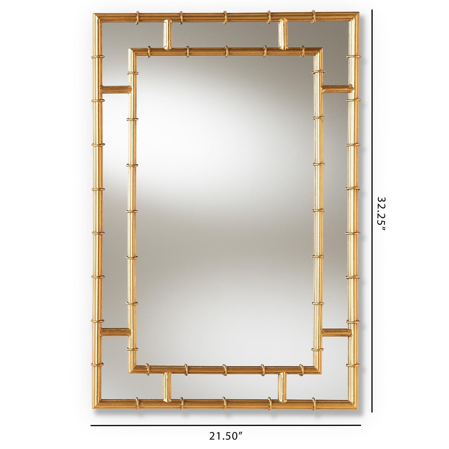 Baxton Studio Adra Modern and Contemporary Gold Finished Bamboo Accent Wall Mirror,Wholesale Interiors