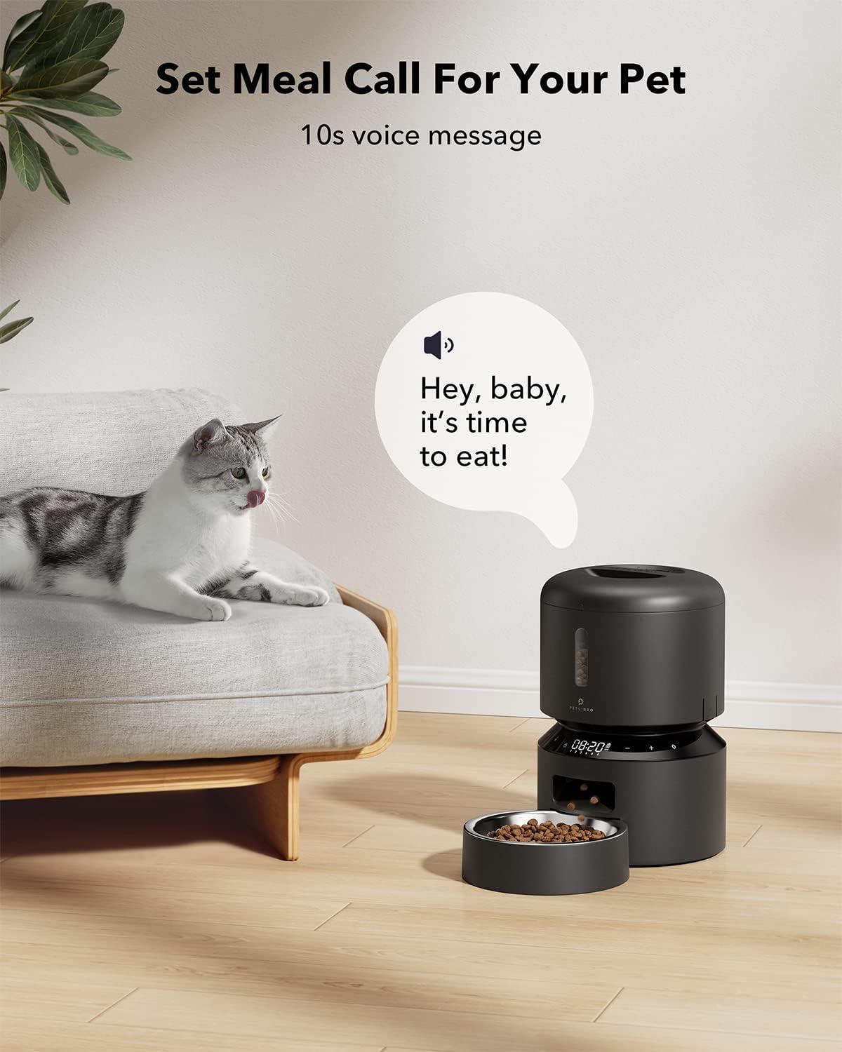 Black Automatic Pet Feeder with LED Display and Timer