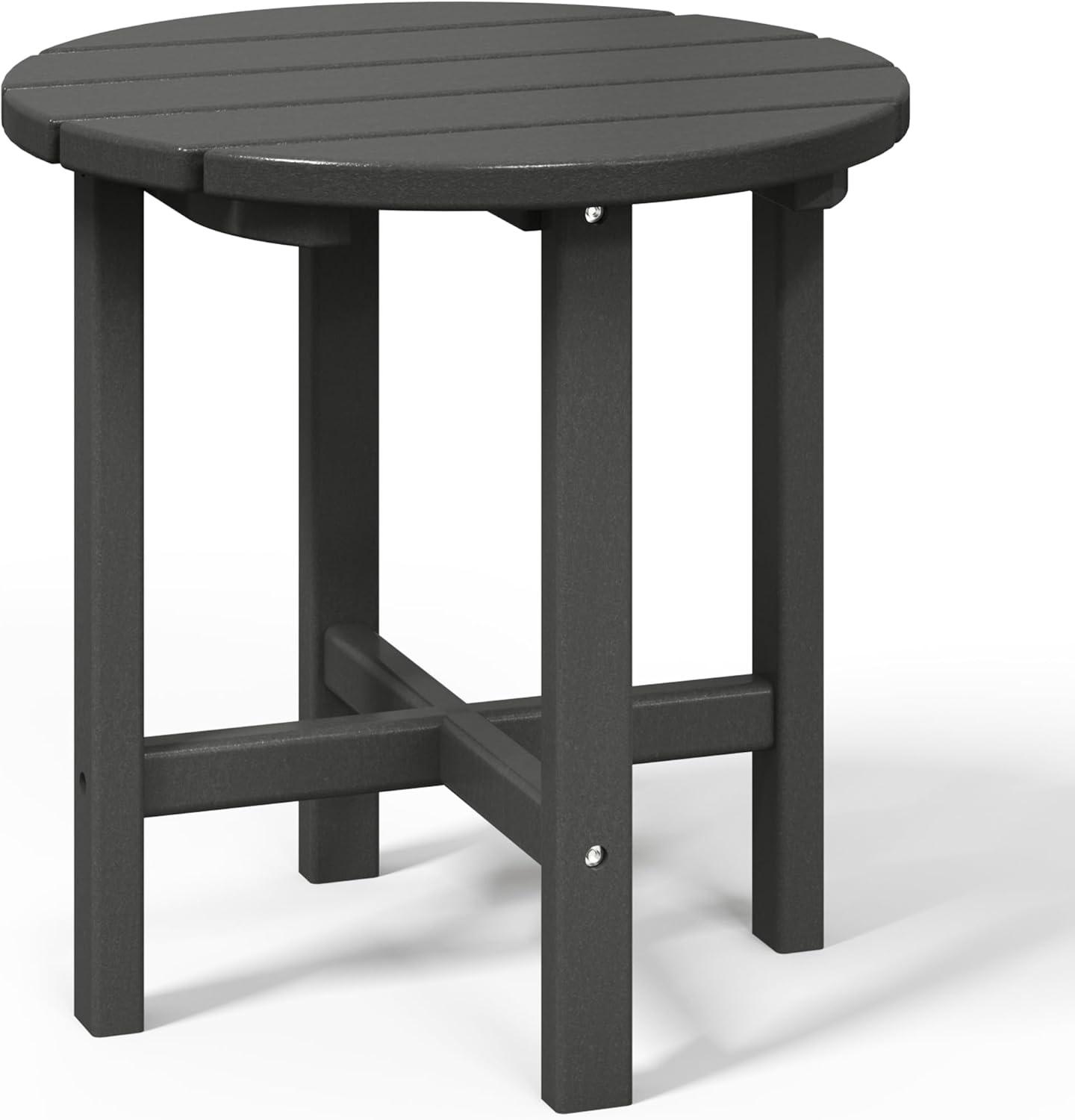 WestinTrends All-Weather Outdoor Patio Round Poly Adirondack Side Table, Gray