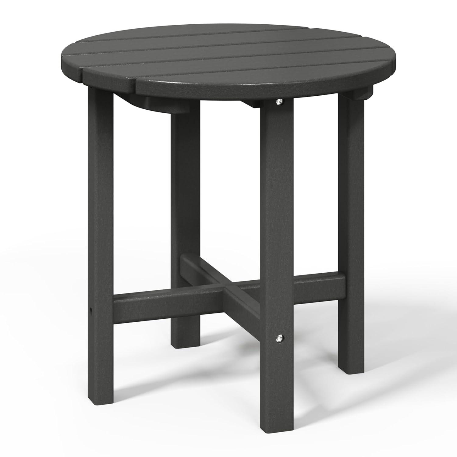 WestinTrends All-Weather Outdoor Patio Round Poly Adirondack Side Table, Gray