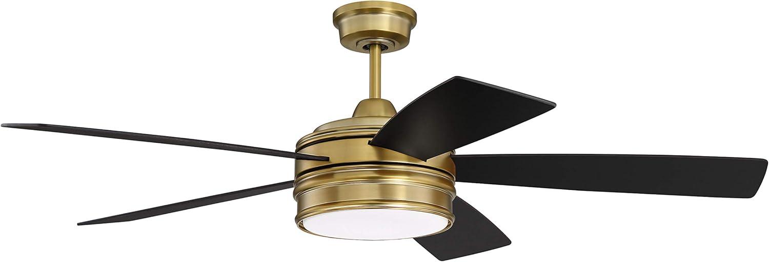 Braxton Satin Brass 52" Ceiling Fan with LED Light and Remote