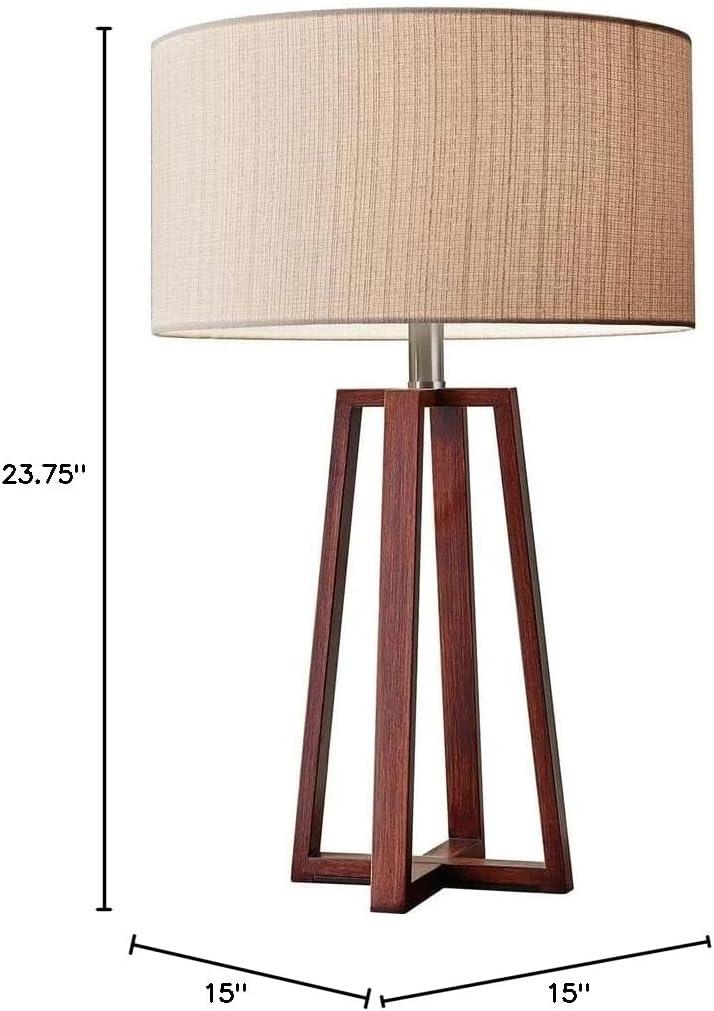 Adesso 23.75" Quinn Table Lamp Brown: ETL Listed, Linen Shade, No Assembly Required
