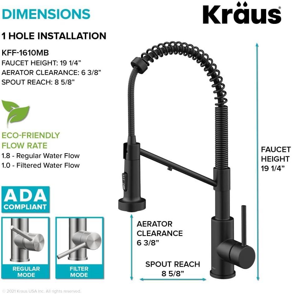 Kraus Bolden 2-in-1 Commercial Style Pull-Down Single Handle Water Filter