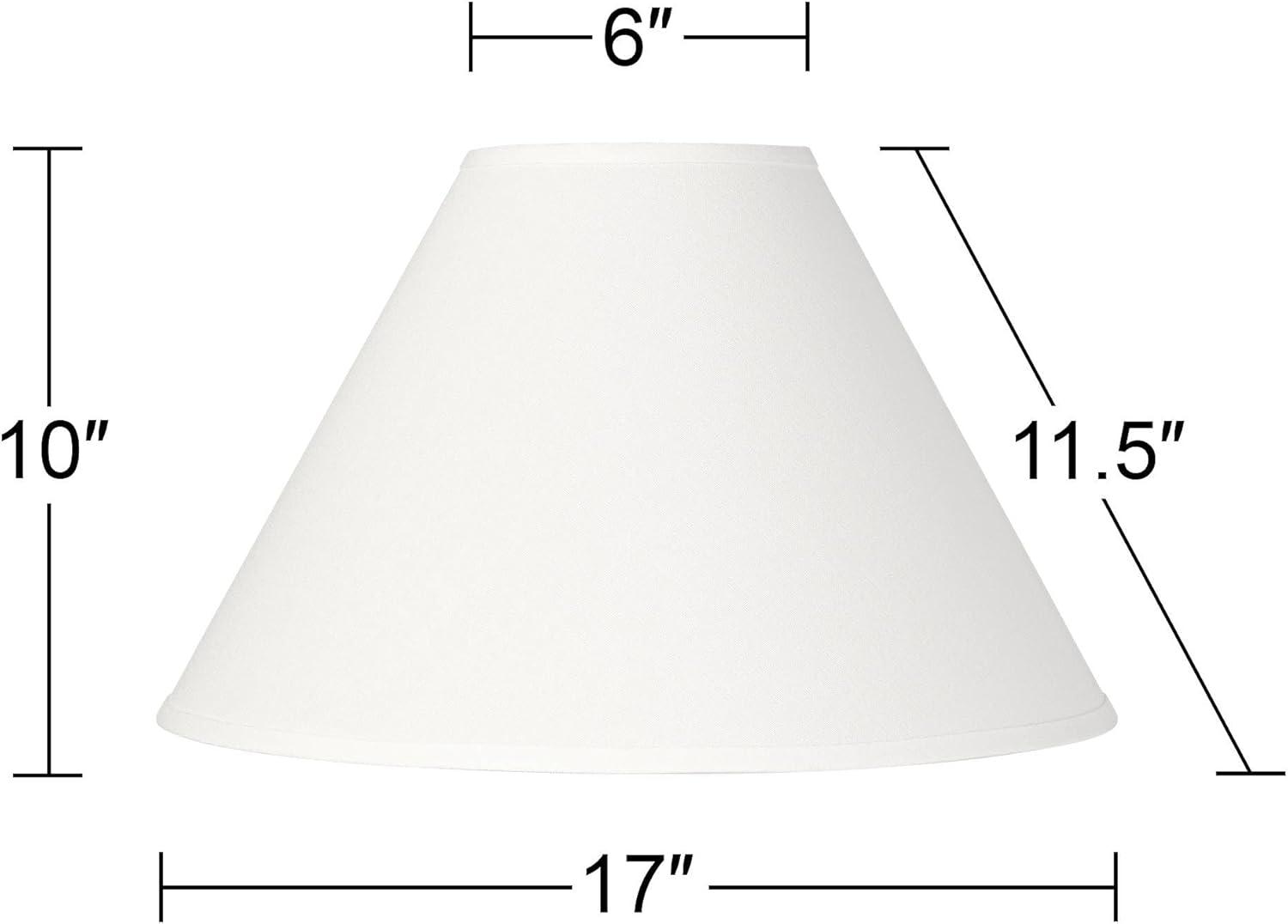 Springcrest Set of 2 Empire Lamp Shades White Linen Chimney Large 6" Top x 17" Bottom x 10" High Spider Harp and Finial Fitting