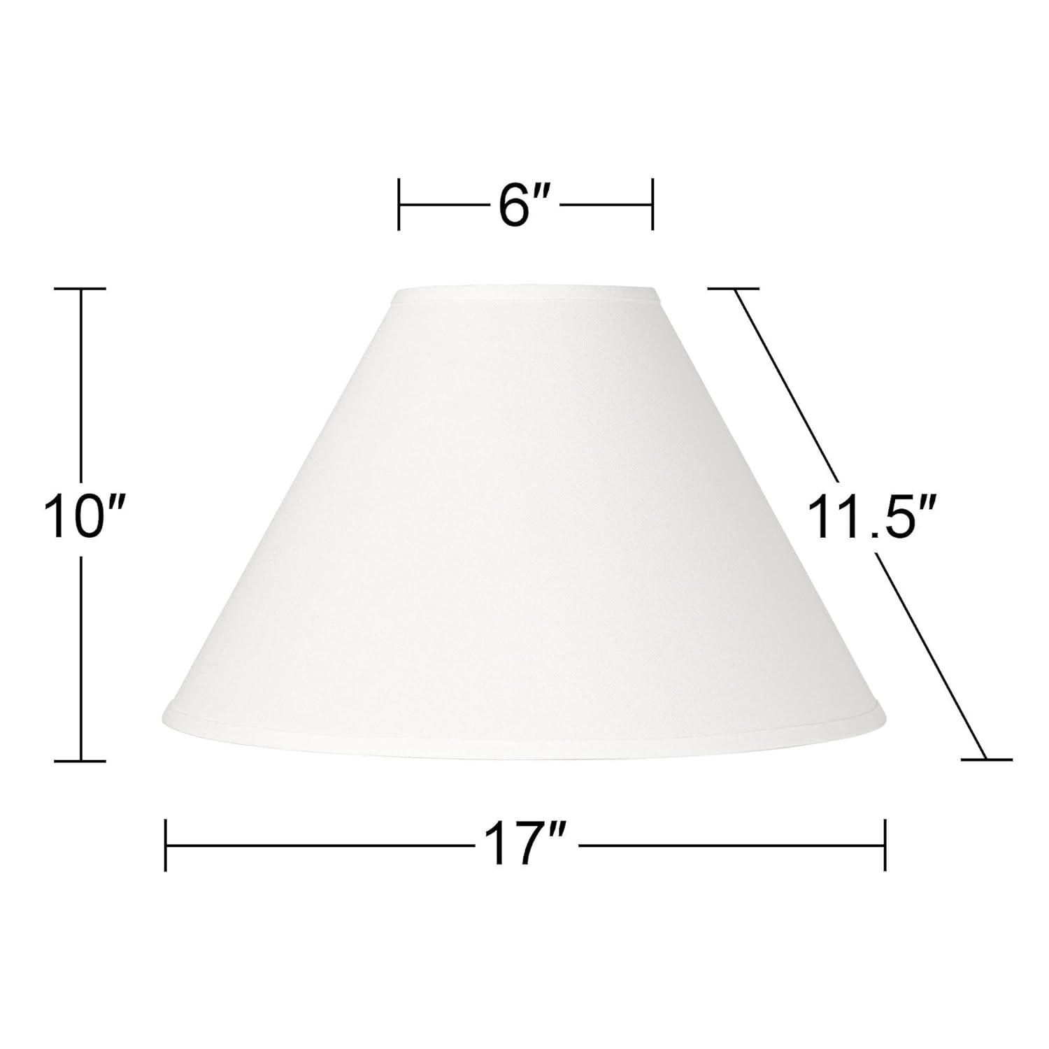 Springcrest Set of 2 Empire Lamp Shades White Linen Chimney Large 6" Top x 17" Bottom x 10" High Spider Harp and Finial Fitting