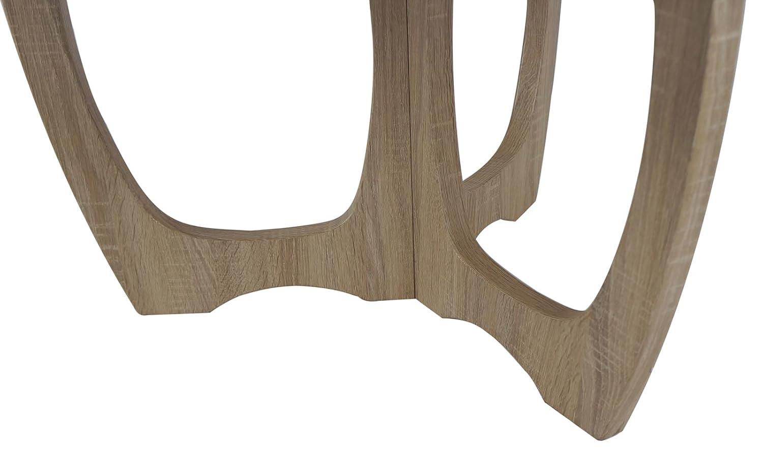 FINECASA Wooden Round Coffee Table, Curved Leg, Furniture, Accent Couch, Coffee Table for Livingroom, Round Wood Table, 36 x 18 Inches, Natural