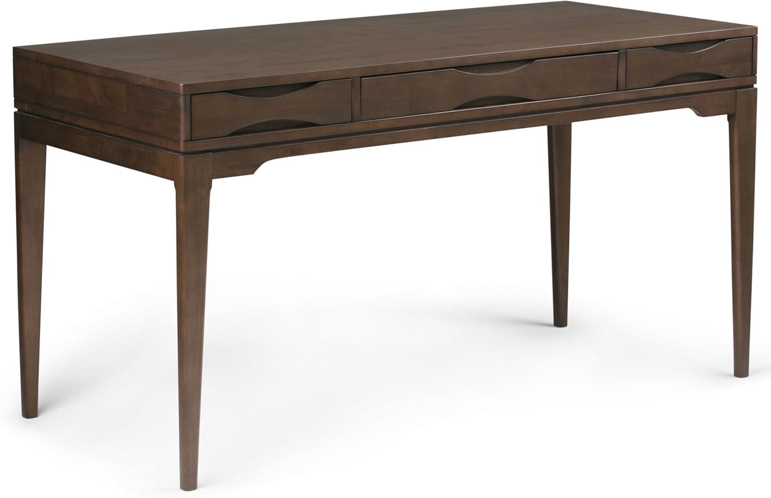 Simpli Home Harper Solid Wood Desk, Contemporary Style with Keyboard Tray and Storage