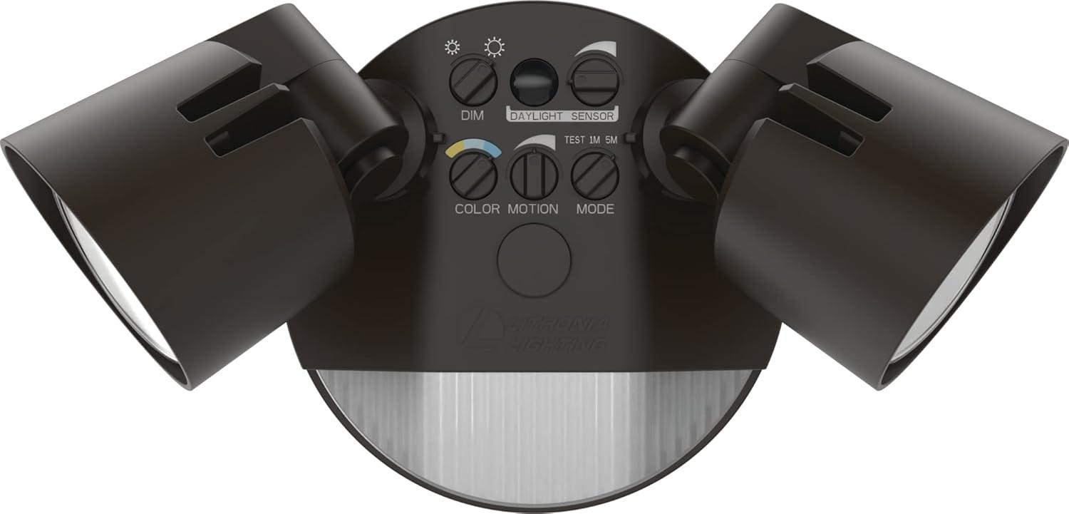 Lithonia Lighting 2 - Head Hardwired Dusk to Dawn Outdoor Security Flood Light with Motion Sensor