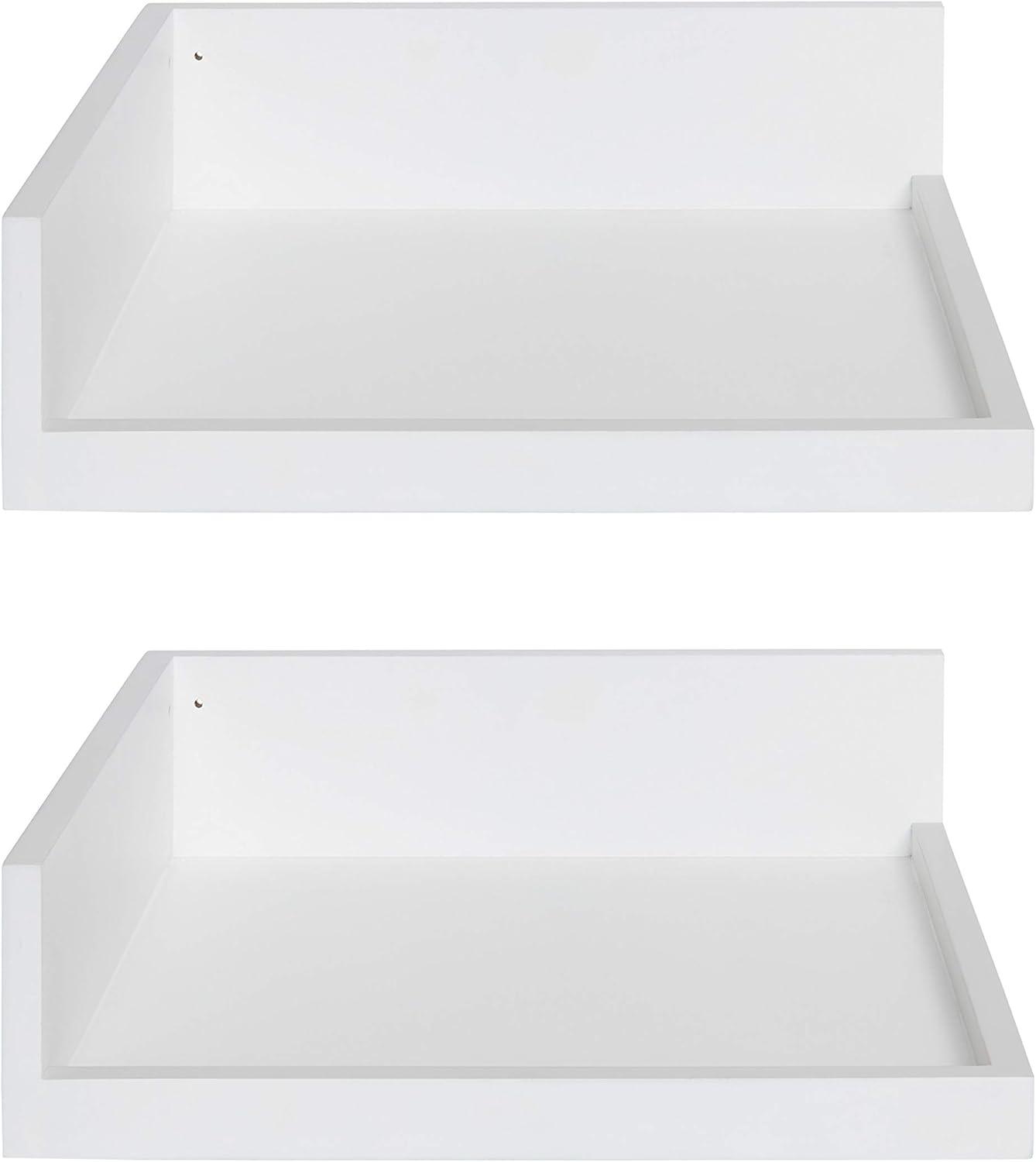 Kate & Laurel All Things Decor 4.5" x 2.2" 2pk Levie Floating Corner Wooden Wall Shelf Set White - Modern Ledge, No Assembly Required