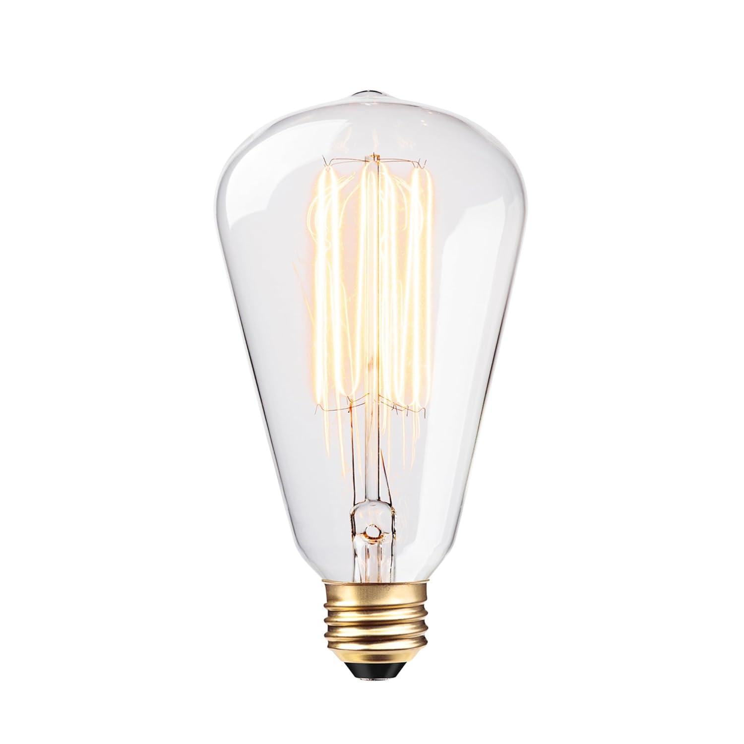 Globe Electric 60W Vintage Edison S-Type Clear Glass Dimmable Incandescent Light Bulb, 83008