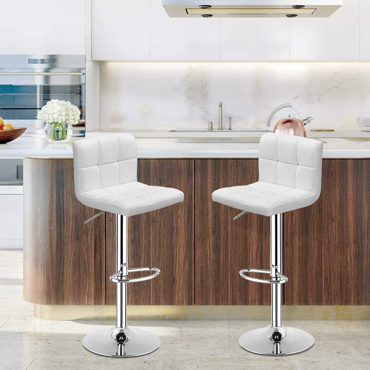 Bar Stools 1 Set Of 2, Counter Height Bar Stools, Square Cushion Bar Stools With Back, Footstool, Cafe, 2 Pieces