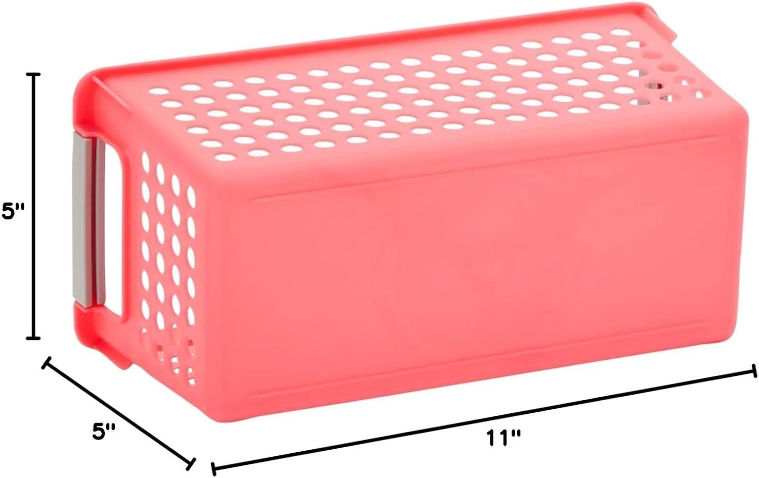 Farmlyn Creek 4 Pack Plastic Storage Baskets Bins with Handles for Shelves, Closet Organizer, 4 Colors