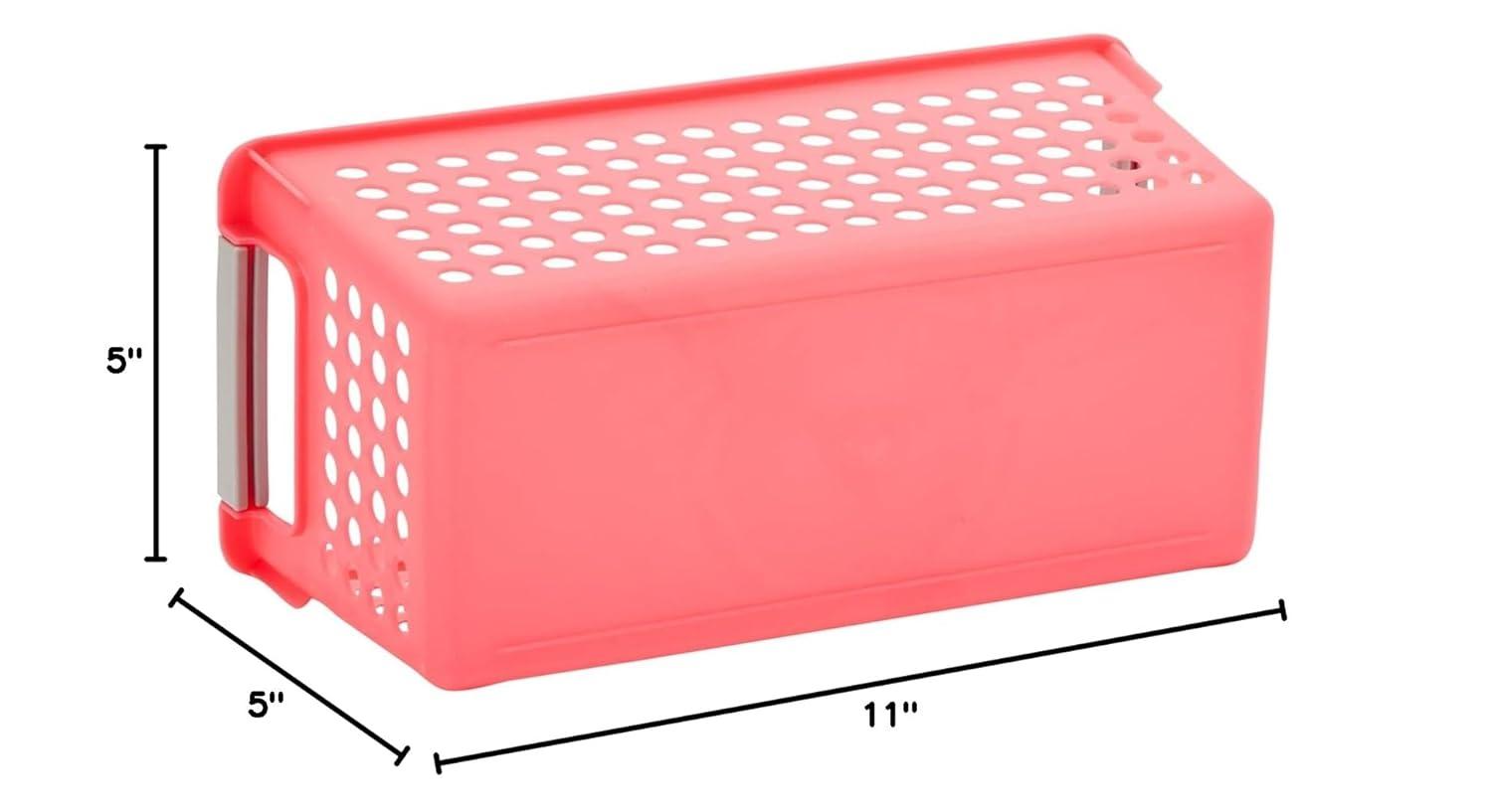 Farmlyn Creek 4 Pack Plastic Storage Baskets Bins with Handles for Shelves, Closet Organizer, 4 Colors