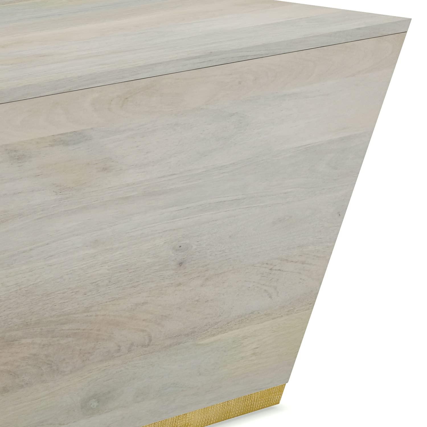 Simpli Home Abba SOLID MANGO WOOD 28 inch Wide Square Modern Coffee Table in White Wash , Fully Assembled