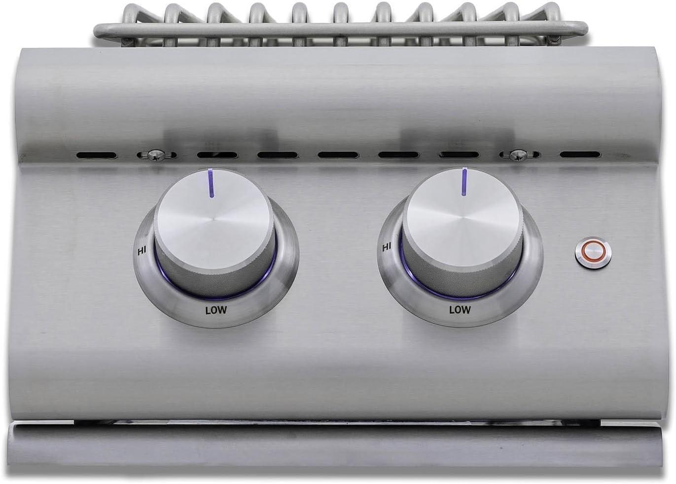 Blaze LTE+ Natural Gas Stainless Steel Double Side Burner w/ Lid - BLZ-SB2-LTE3-NG