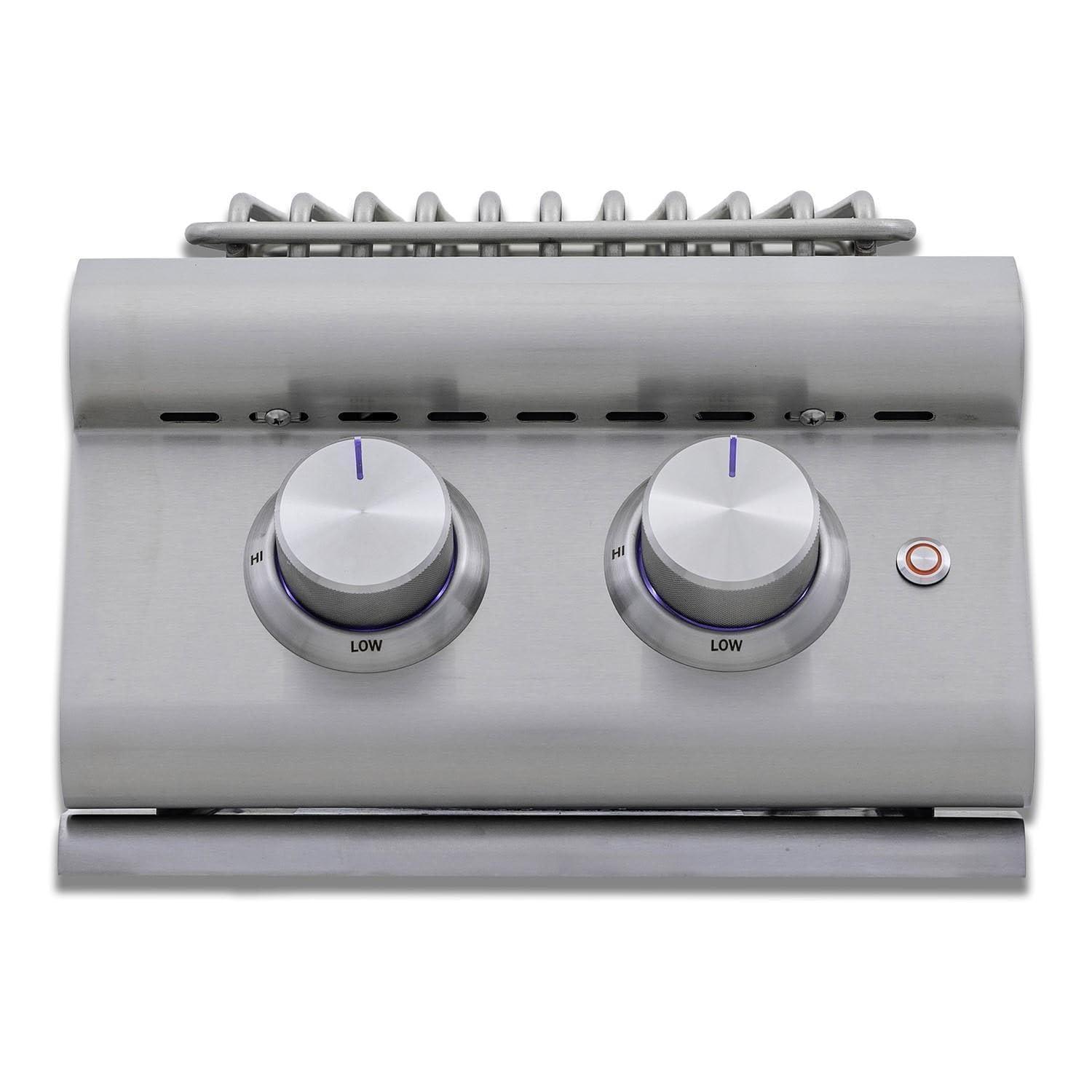 Blaze LTE+ Natural Gas Stainless Steel Double Side Burner w/ Lid - BLZ-SB2-LTE3-NG
