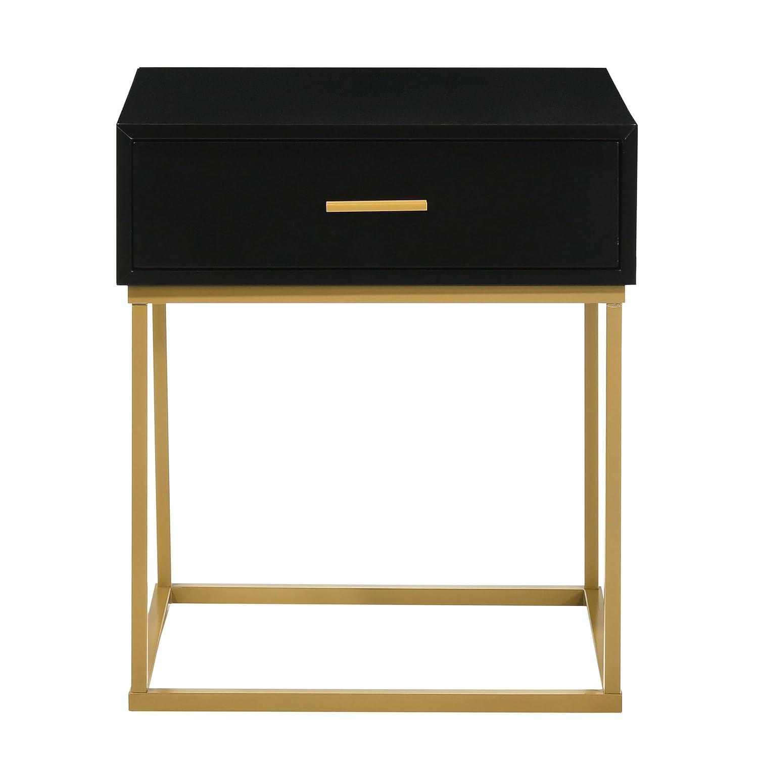 LuXeo LuXeo Catalina One Drawer Nightstand with Mustard Gold Legs