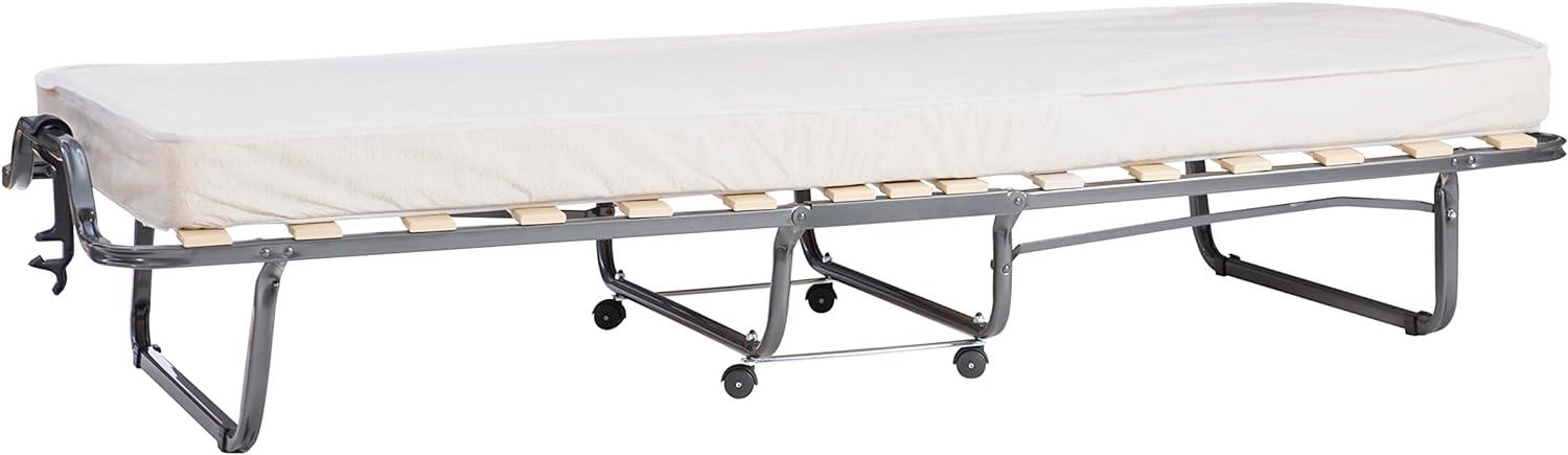 Compact Twin Metal Frame Rollaway Bed with Memory Foam