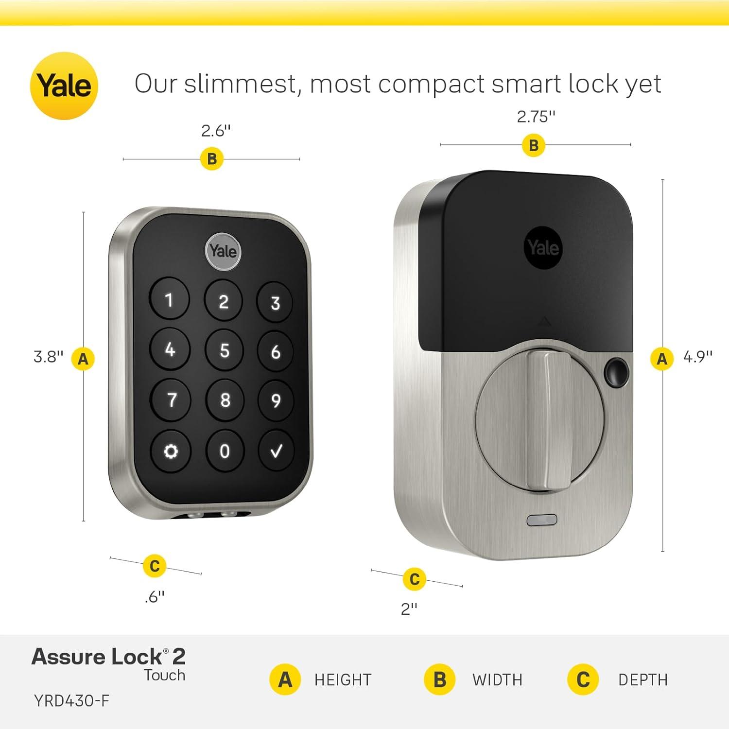 Yale Assure Lock 2 Satin Nickel Smart Lock Electronic Deadbolt Bluetooth Fingerprint Keypad