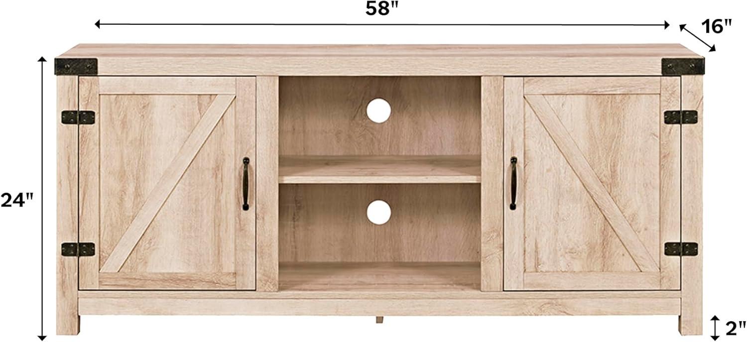 Walker Edison Classic White Oak 58" TV Stand with Cabinet