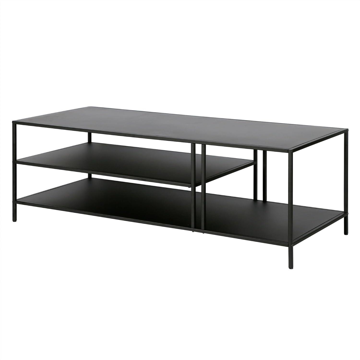 Evelyn&Zoe Cortland 48" Wide Rectangular Coffee Table in Blackened Bronze