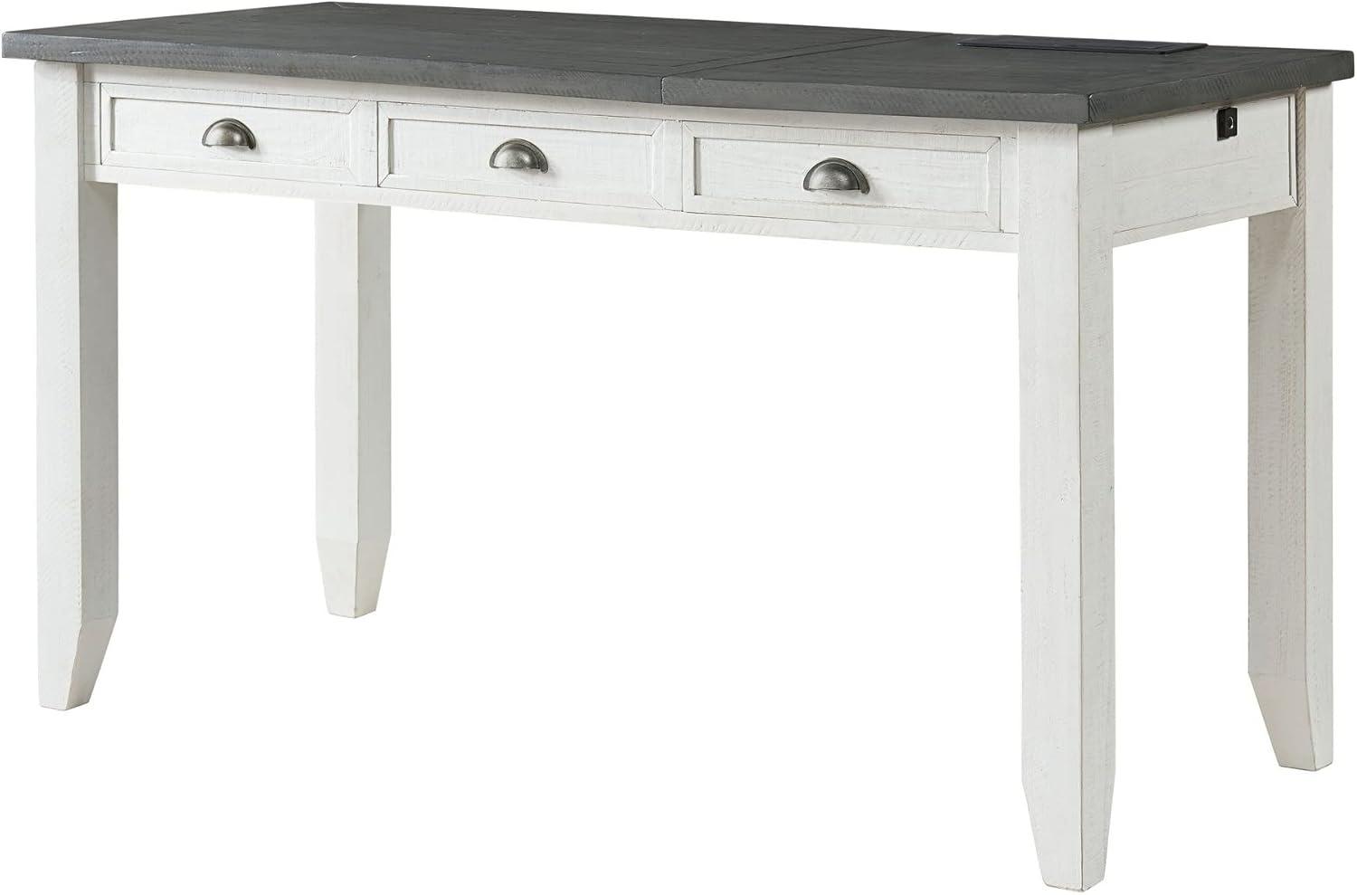 Martin Svensson Home Monterey 57" Lift-Top Desk with Fingerprint Lock, White Stain and Grey