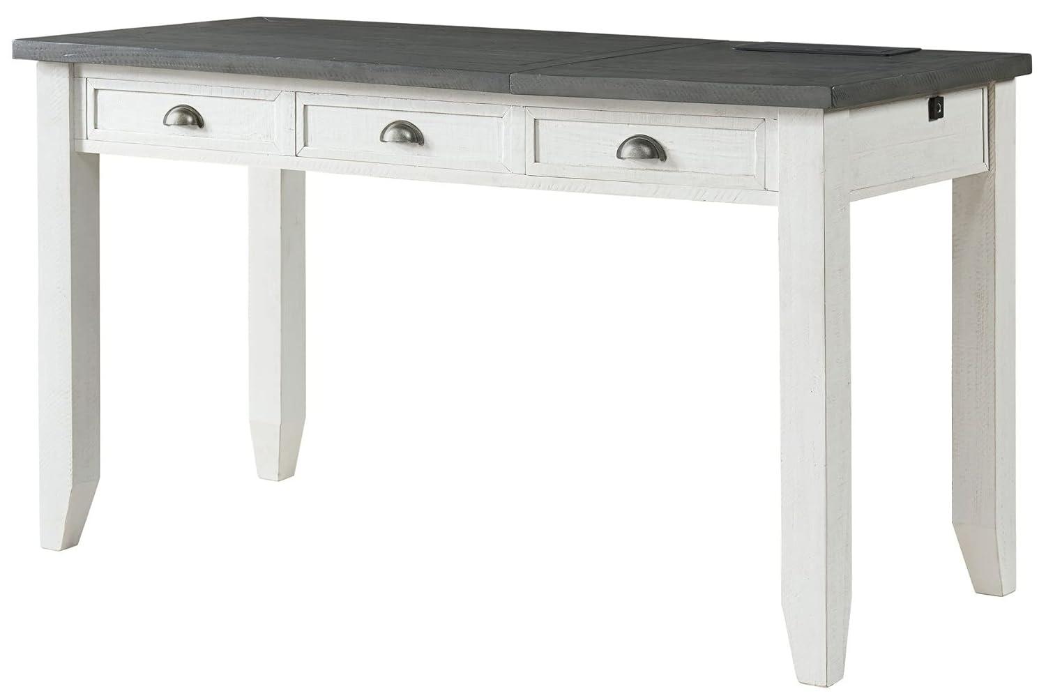 Martin Svensson Home Monterey 57" Lift-Top Desk with Fingerprint Lock, White Stain and Grey