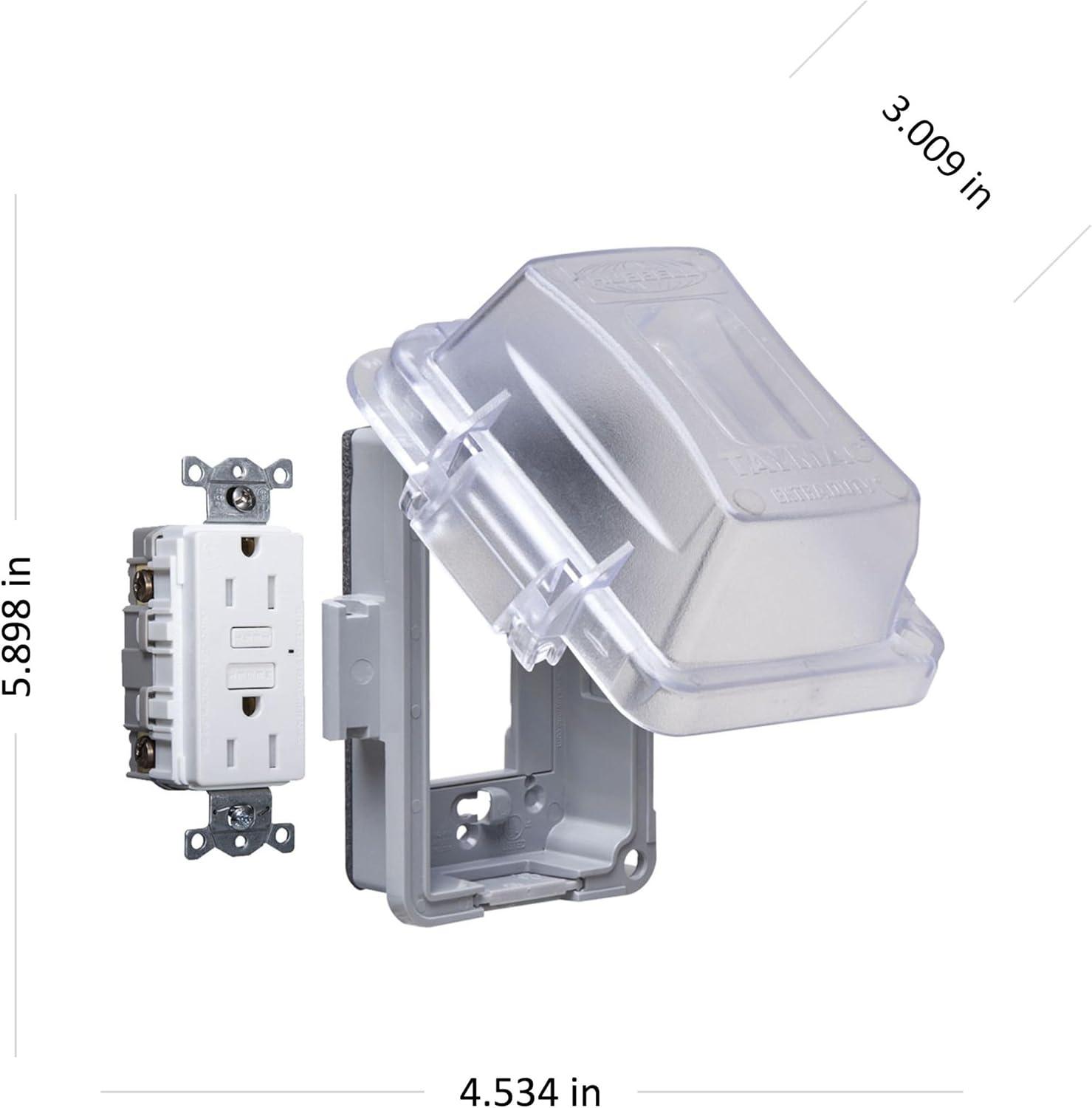 TayMac Clear and Gray Rectangle Thermoplastic GFCI Outlet Kit