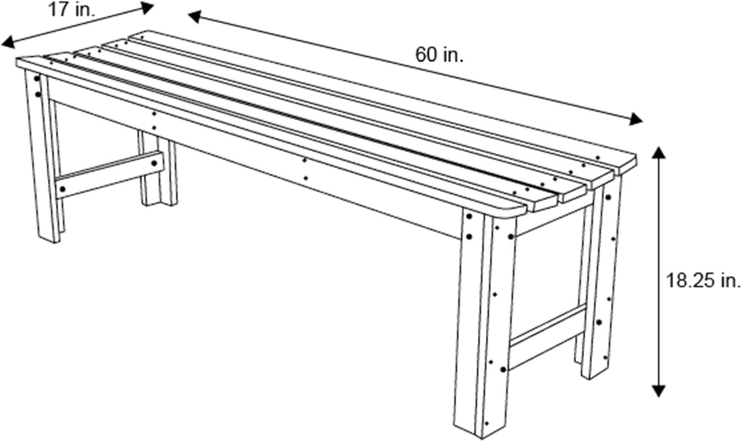 Natural Yellow Cedar 5-Foot Backless Garden Bench