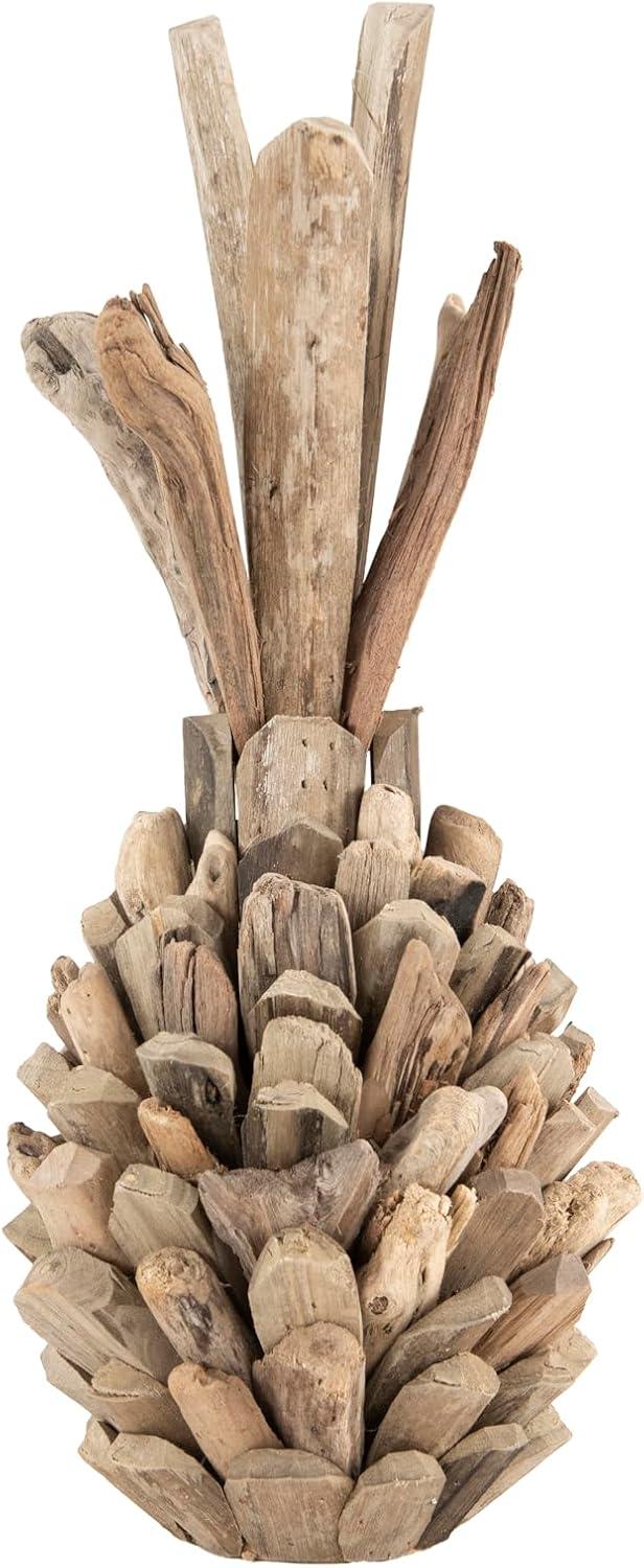 Driftwood Pineapple Decorative Sculpture (7.75"x16.5") - Storied Home: Unique Bohemian Style, Indoor Summer Accent