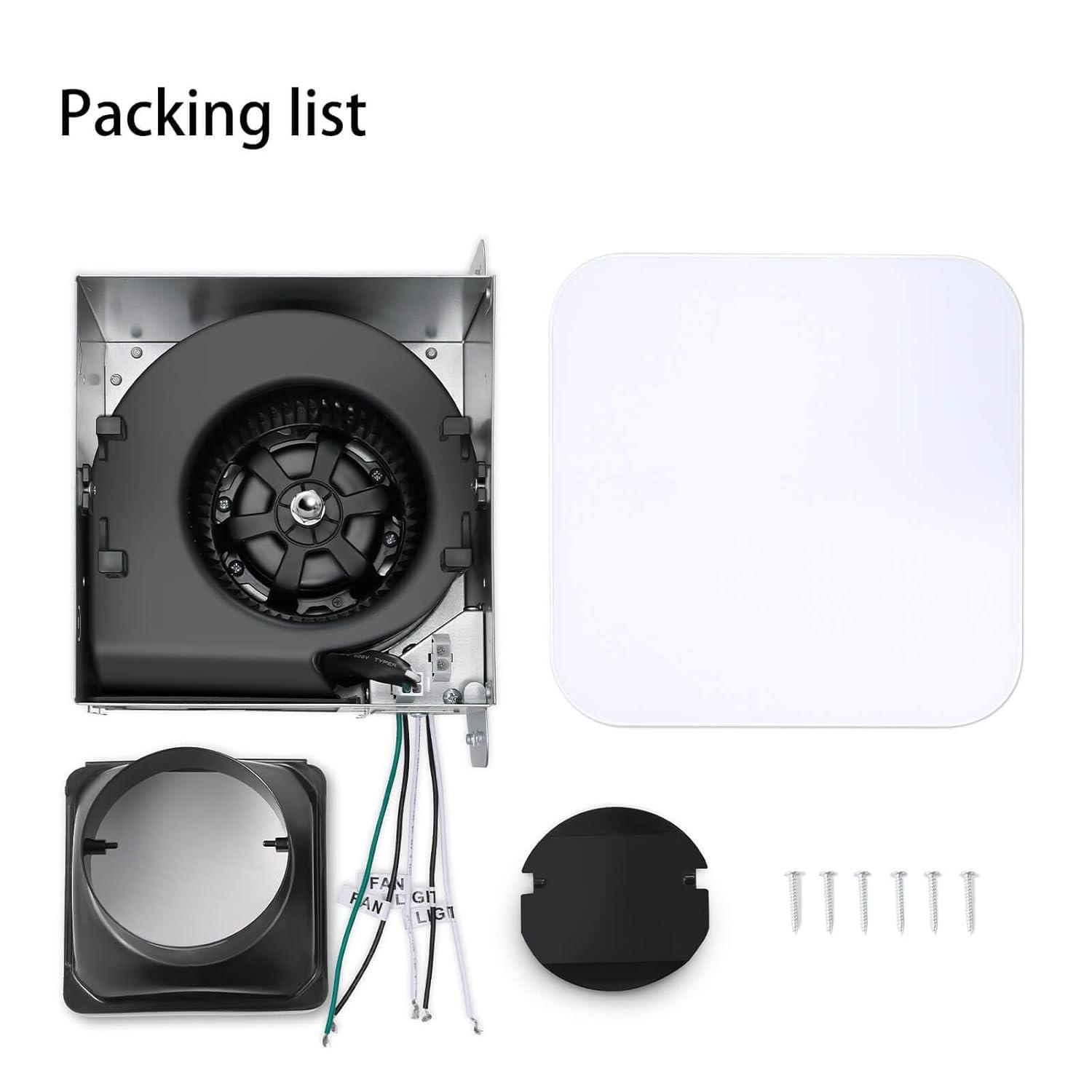 Bathroom Exhaust Fan with Light 110 CFM Quiet with Color Change, 3000K/4000K/5500K 1000LM Household Ventilation Fan Light Combo, Energy Saving Ceiling Mount Bathroom Extractor, Memory Function