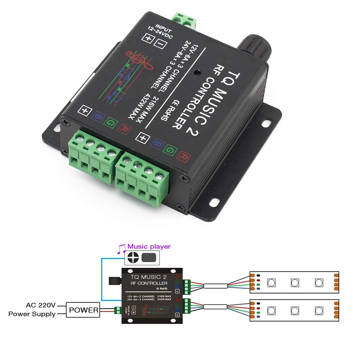 SUPERNIGHT LED RGB Music Touch Controller RF Sensitivety Backlight RF Remote Touching Color 3.5MM Audio 15 Music Modes LED Light Strip Controller
