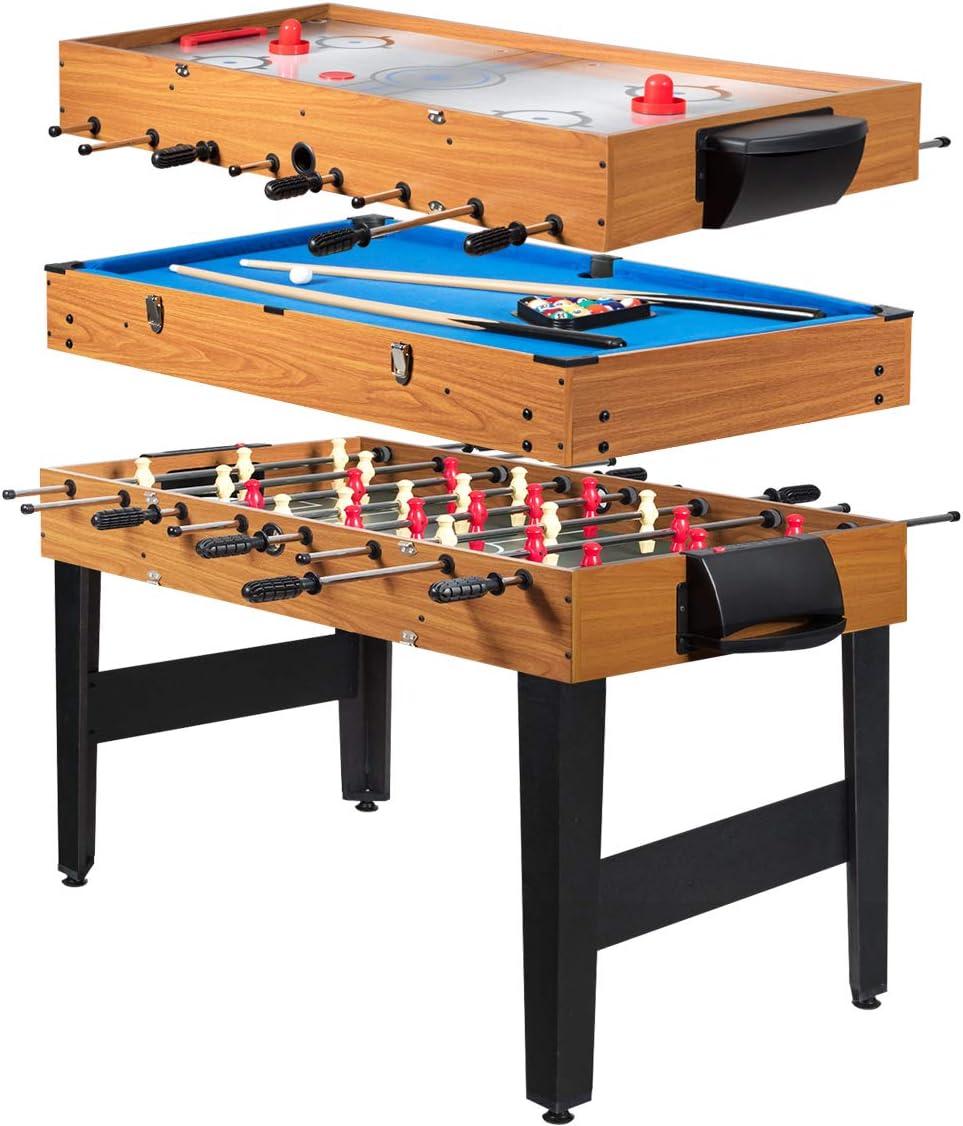 Gymax 48'' 3-In-1 Multi Combo Game Table Foosball Soccer Billiard Slide Hockey For Kids