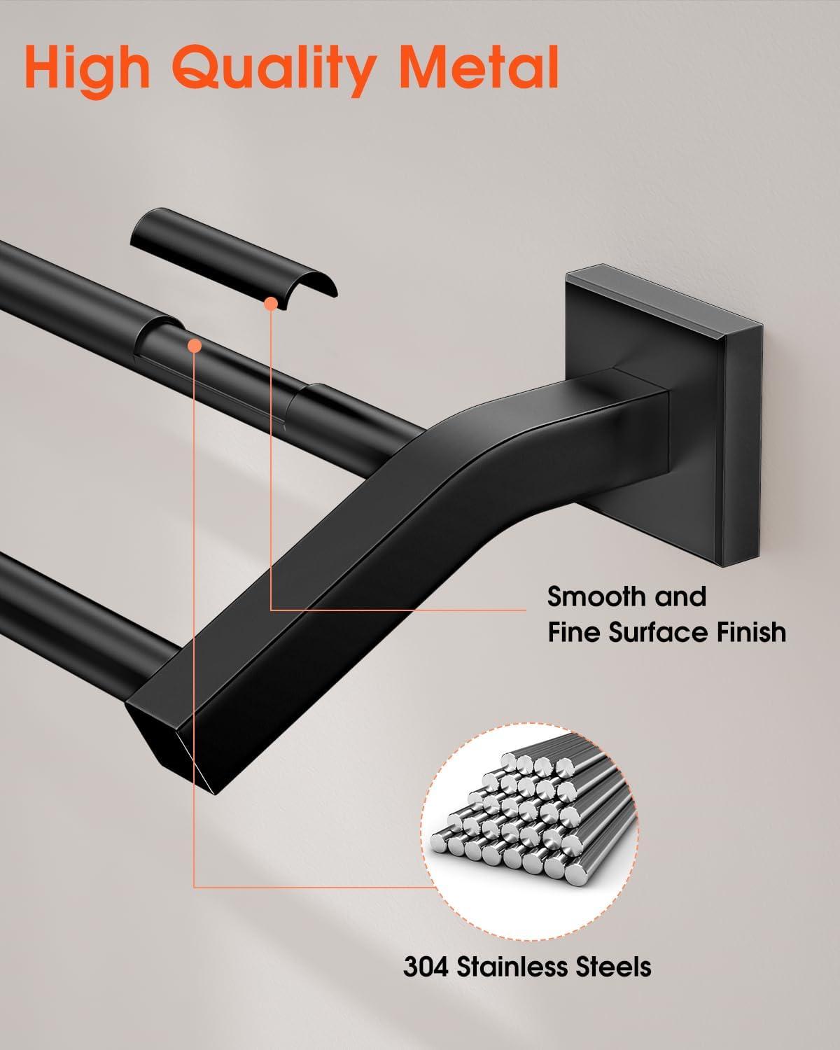 Alise Bath Double Towel Bars Towel Racks for Bathroom,Wall Mount Towel Holder 20-Inch Heavy Duty SUS304 Stainless Steel Towel Hanger Rail,GK9500-B Matte Black