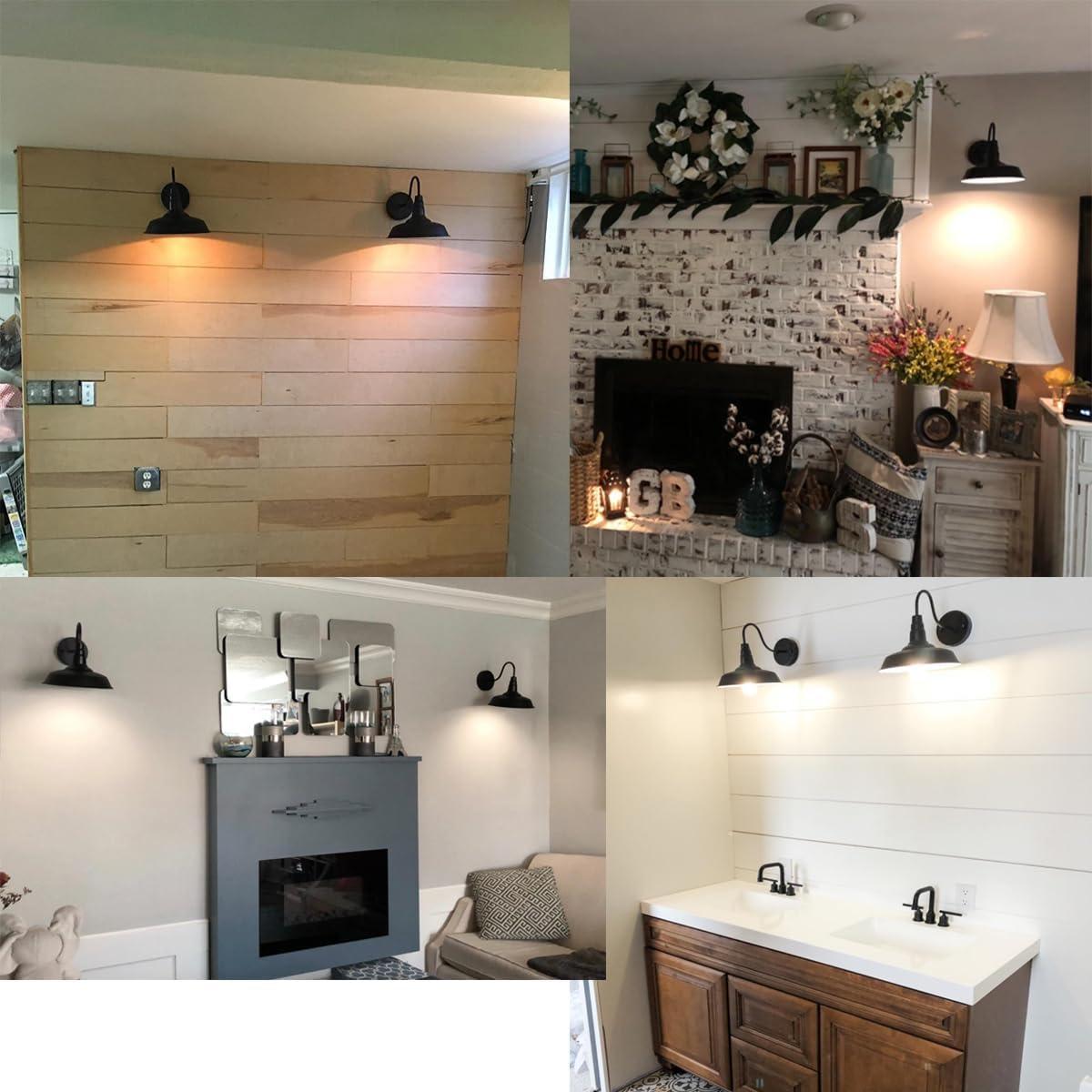 BRIGHTESS #80 Retro Black Wall Sconce Lighting Gooseneck Barn Flat Lights Industrial Vintage Farmhouse Wall Lamp Outside Led Light Fixtures E26 Bathroom Kitchen Bedroom Hardwired